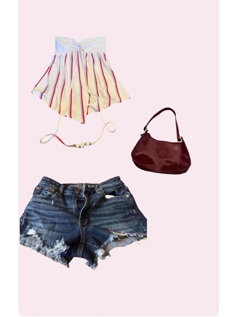 Striped Smocked Tube Tank Top in Cream and Pink